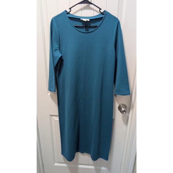 APPLESEED'S Teal 3/4 Sleeve Comfy Knit Dress Size M Casual Work Stretch - Picture 1 of 8